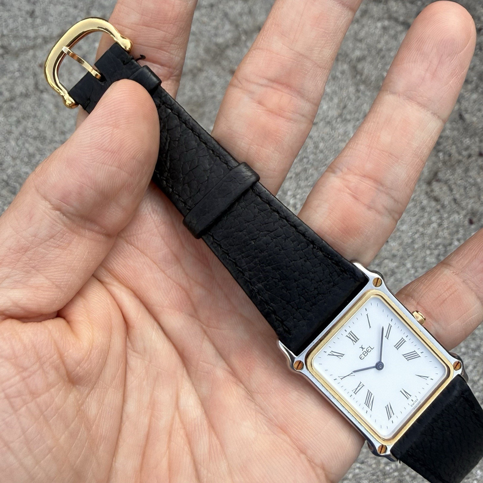 Vintage Ebel 181902 Tank Style Wrist Watch 1911 Solid 18k Gold Bezel Two Tone — image 8 of 8